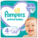 Pampers Active Baby 4 (9-14 kg), pieluchy, 62 sztuki - miniaturka zdjęcia produktu