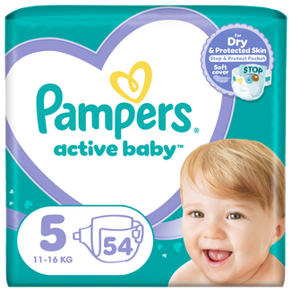 Pampers Active Baby 5 (11-16 kg), pieluchy, 54 sztuki Pampers Active Baby 5 (11-16 kg), pieluchy, 54 sztuki - zdjęcie produktu