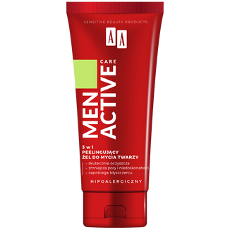AA Men Active Care, peelingujący żel do mycia twarzy 3w1, 150 ml - zdjęcie produktu