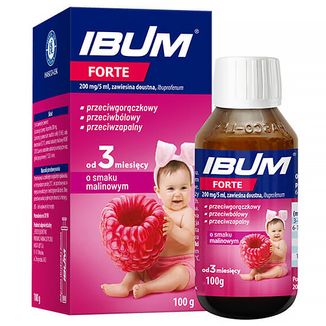 Ibum Forte 200mg/5ml, zawiesina doustna, smak malinowy, 150 g - zdjęcie produktu