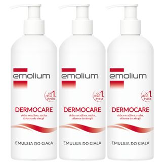 Zestaw Emolium Dermocare, emulsja do ciała od 1 dnia życia, 3 x 400 ml - zdjęcie produktu