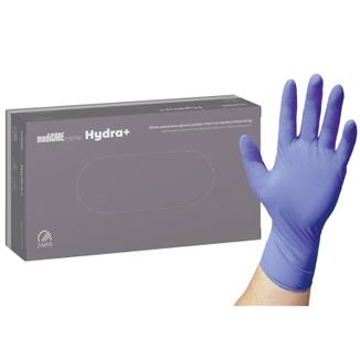 MediCare Nitrile Hydra+, rękawice nitrylowe, niejałowe, bezpudrowe, niebieskie, rozmiar M, 100 sztuk - zdjęcie produktu