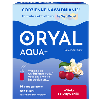 Oryal Aqua+ Wiśnia z Nutą Wanilii, bez cukru, 14 saszetek USZKODZONE OPAKOWANIE - zdjęcie produktu