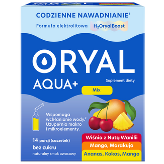 Oryal Aqua+ Mix smaków, bez cukru, 14 saszetek USZKODZONE OPAKOWANIE - zdjęcie produktu