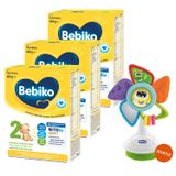 Zestaw Bebiko 2 Nutriflor Expert, mleko następne, powyżej 6 miesiąca, 3 x 600 g + Chicco, wiatraczek zabawka sensoryczna na krzesełko gratis - miniaturka zdjęcia produktu