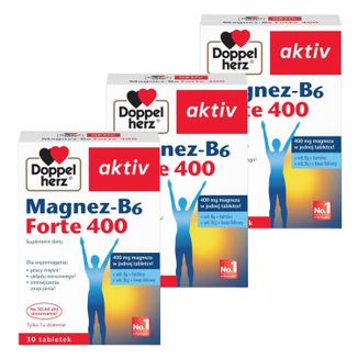 Zestaw Doppelherz aktiv Magnez-B6 Forte 400, 3 x 30 tabletek - zdjęcie produktu