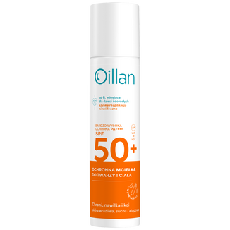Oillan Sun, ochronna mgiełka do twarzy i ciała, od 6 miesiąca, SPF 50+, 75 ml - zdjęcie produktu