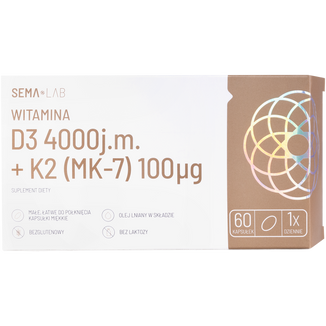 SEMA Lab Witamina D3 4000 j.m + K2 (MK-7) 100 µg, 60 kapsułek miękkich - zdjęcie produktu