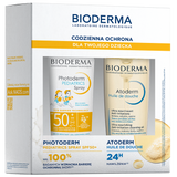 Zestaw Bioderma Codzienna Ochrona dla Twojego Dziecka, spray, od 12 miesiąca, SPF 50+, 200 ml + olejek od kąpieli, 200 ml KRÓTKA DATA Zestaw Bioderma Codzienna Ochrona dla Twojego Dziecka, spray, od 12 miesiąca, SPF 50+, 200 ml + olejek od kąpieli, 200 ml KRÓTKA DATA - miniaturka zdjęcia produktu