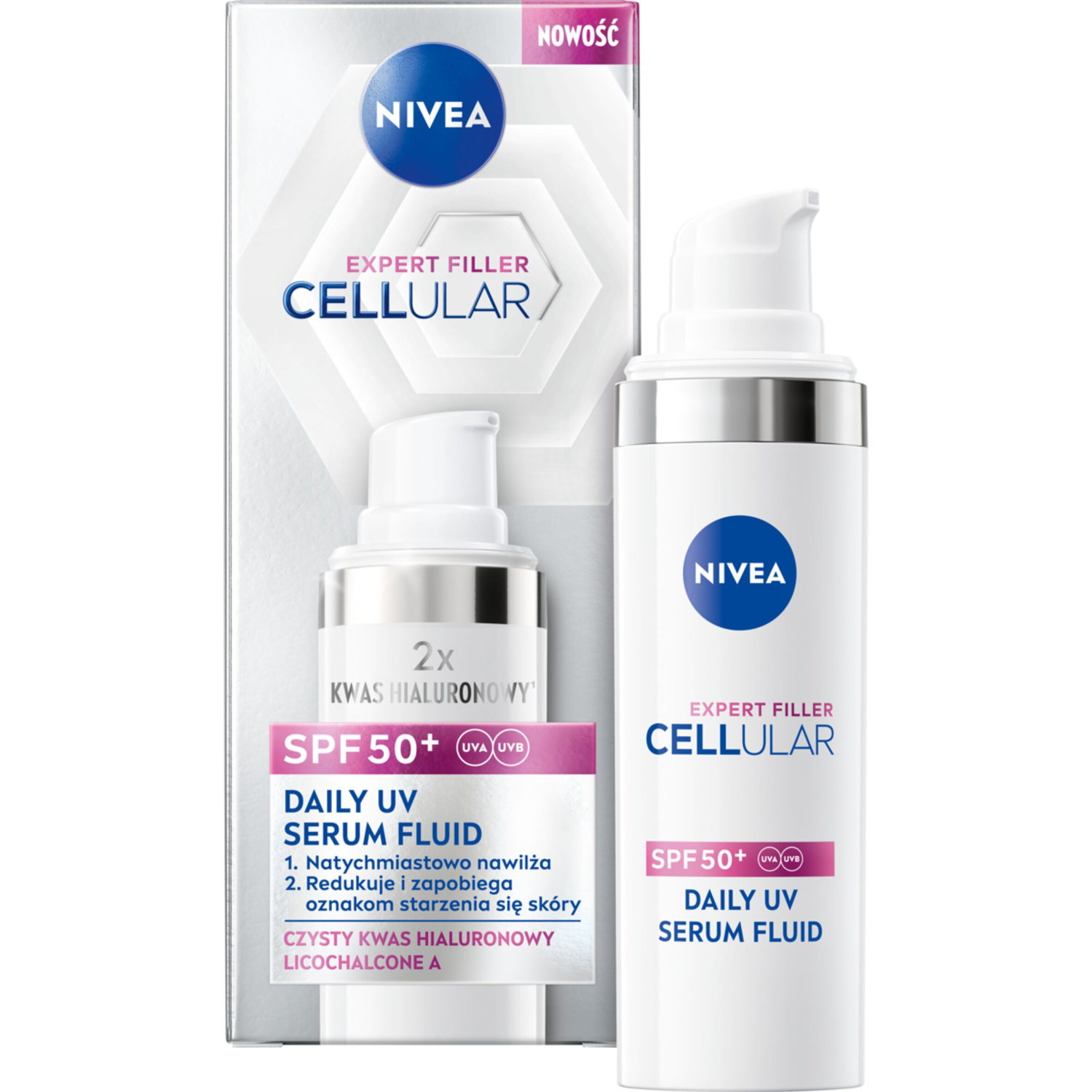 Nivea Nivea Cellular Expert Filler Daily UV Serum Fluid, serum korygujące oznaki starzenia się skóry, SPF 50+, 30 ml