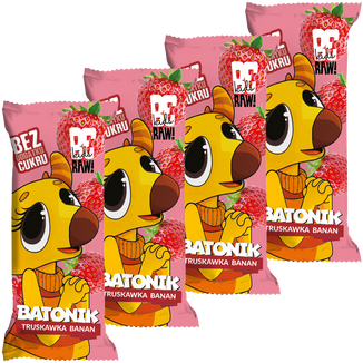 Zestaw BeRAW! Kids, batonik, truskawka, banan, bez dodatku cukru, 4 x 25 g - zdjęcie produktu