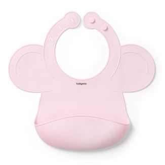 BabyOno, silikonowy śliniak z regulowanym zapięciem, różowy, od 6 miesiąca, 1 sztuka - zdjęcie produktu