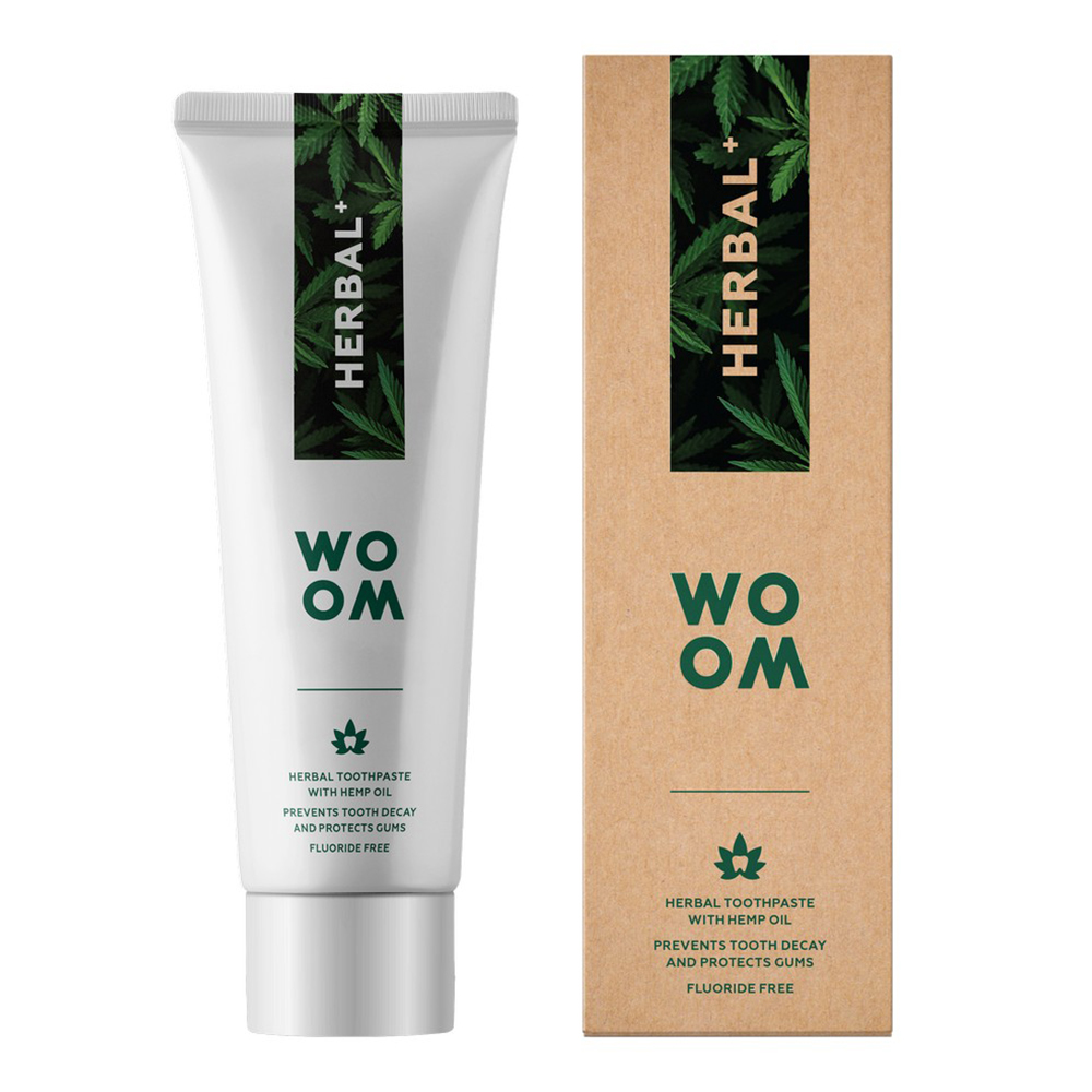 Nieznana Woom Herbal+, mit Kräutern Paste schützend für das Zahnfleisch mit Extrakt z Hanf, ohne Fluorid, 75 ml — Inhaltsstoffe und Bewertung