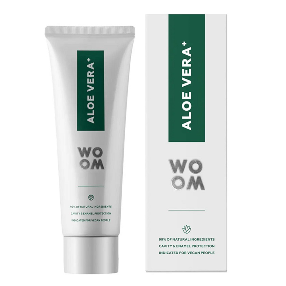 Nieznana Woom Aloe Vera+, pasta naturalna organiczna wzmacniająca do zębów, 75 ml — Składniki i ocena