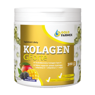 Goldfarmex Kolagen Gforte, smak mango-jeżyna, 300 g KRÓTKA DATA Goldfarmex Kolagen Gforte, smak mango-jeżyna, 300 g KRÓTKA DATA - zdjęcie produktu