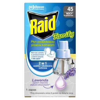 Raid Family, płyn owadobójczy przeciw komarom, lawenda, zapas, 27 ml - zdjęcie produktu