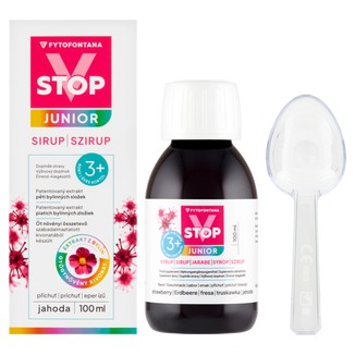 Fytofontana V-Stop Junior 3+, syrop dla dzieci powyżej 3 roku życia, smak truskawkowy, 100 ml - zdjęcie produktu