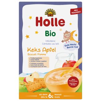 Holle Kaszka Bio, herbatniki i jabłko, mleczna, od 6 miesiąca, 250 g KRÓTKA DATA - zdjęcie produktu