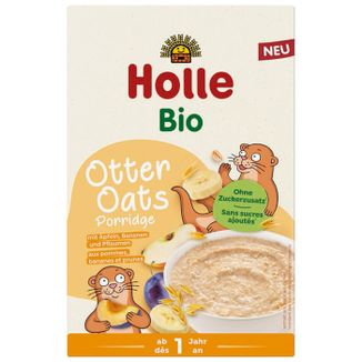Holle Kaszka pełnoziarnista Bio, Otter Oats, z jabłkiem, bananem i śliwkami, bezmleczna, od 1 roku, 200 g USZKODZONE OPAKOWANIE - zdjęcie produktu