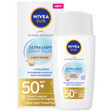 Nivea Sun UV Face Ultra Light Daily Fluid, lekki koloryzujący fluid do twarzy, Light Tinted, SPF 50+, 40 ml - miniaturka zdjęcia produktu