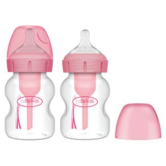 Dr Brown's Options+, butelka antykolkowa z szeroką szyjką, ze smoczkiem, różowa, 2 x 150 ml - zdjęcie produktu