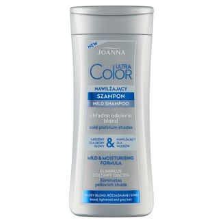 Joanna Ultra Color, nawilżający szampon eliminujący żółtawy odcień, chłodne odcienie blond, 200 ml - zdjęcie produktu