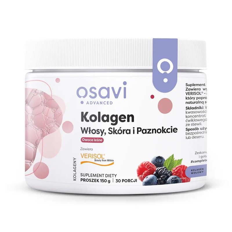 Osavi Osavi Advanced Kolagen Włosy, Skóra i Paznokcie, proszek, smak owoców leśnych, 150 g — Składniki i ocena