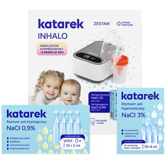 Katarek Inhalo, nebulizator kompresorowy + 2 rodzaje soli USZKODZONE OPAKOWANIE - zdjęcie produktu