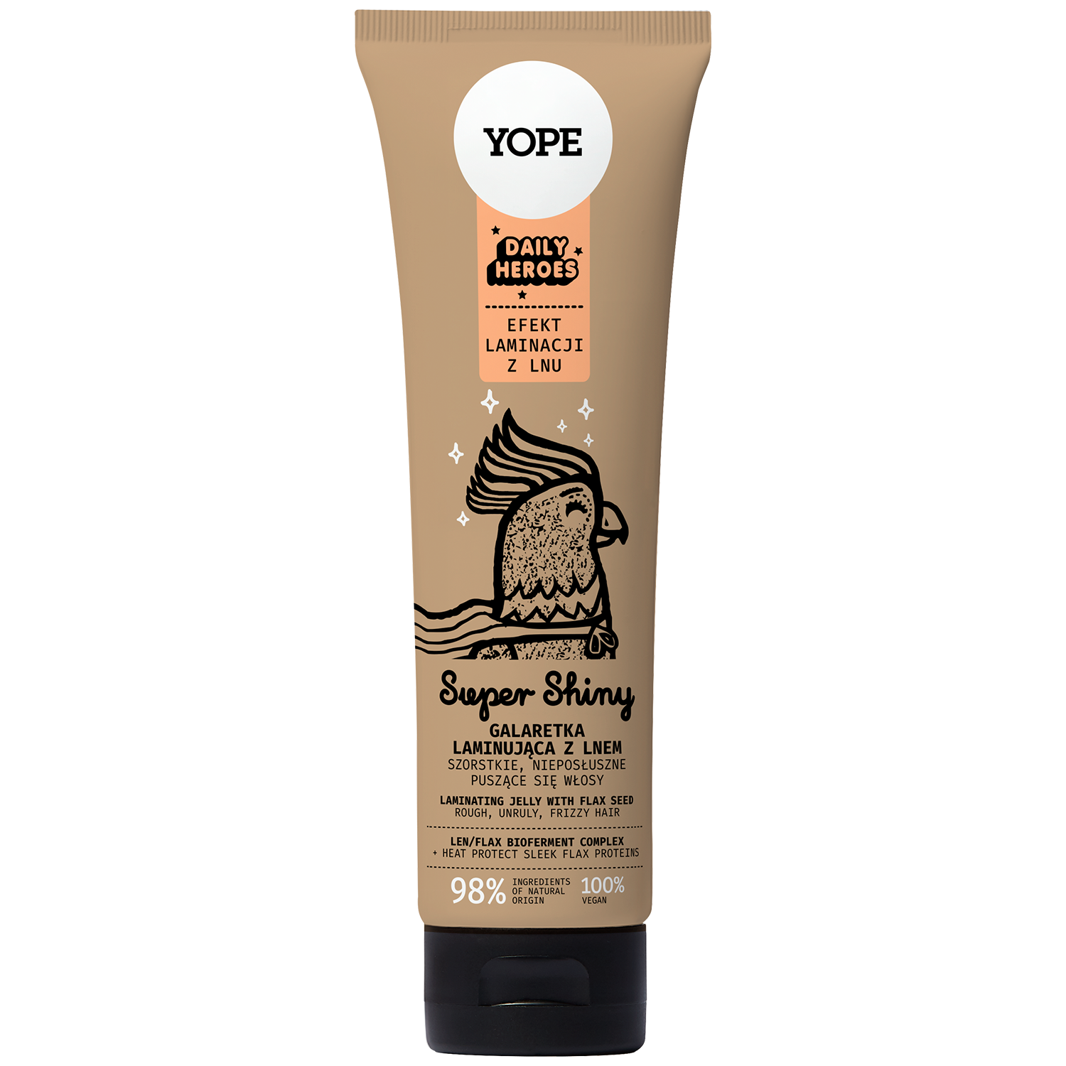 Nieznana Yope Daily Heroes Super Shiny, galaretka laminująca do włosów z lnem, 140 ml — Składniki i ocena