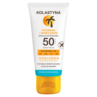Kolastyna Ochrona i Nawilżenie, emulsja do opalania, SPF 50, 80 ml Kolastyna Ochrona i Nawilżenie, emulsja do opalania, SPF 50, 80 ml - zdjęcie produktu