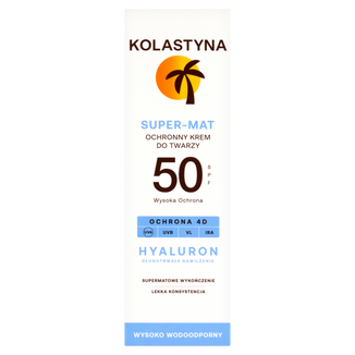 Kolastyna, ochronny krem do twarzy, super-mat, SPF 50, 50 ml Kolastyna, ochronny krem do twarzy, super-mat, SPF 50, 50 ml - zdjęcie produktu
