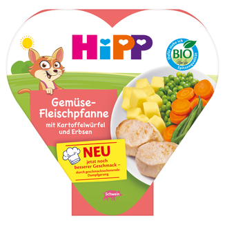 HiPP Danie Bio, jarzynki z ziemniaczkami i delikatnym schabem, po 1 roku, 250 g - zdjęcie produktu