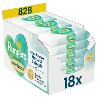 Pampers Harmonie New Baby, chusteczki nawilżane, 18 x 46 sztuk USZKODZONE OPAKOWANIE - zdjęcie produktu