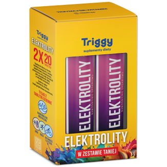 Zestaw Triggy Elektrolity, smak grejpfrut-żurawina, 2 x 20 tabletek musujących USZKODZONE OPAKOWANIE - zdjęcie produktu
