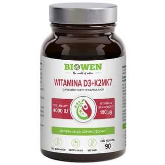 Biowen Witaminy D3 + K2MK7, 90 kapsułek - zdjęcie produktu