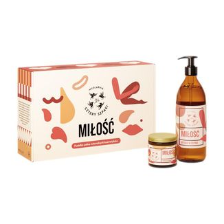 Zestaw Cztery Szpaki Miłość, mydło w płynie, 500 ml + świeca do masażu, 120 g - zdjęcie produktu