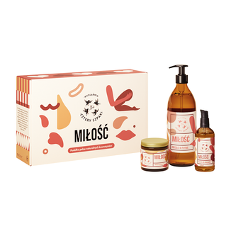 Zestaw Cztery Szpaki Miłość, mydło w płynie, 300 ml + olejek do masażu, 100 ml + świeca do masażu, 120 g USZKODZONE OPAKOWANIE - zdjęcie produktu