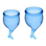 Satisfyer Feel Good, kubeczek menstruacyjny, 15 ml + 20 ml, Dark Blue, 2 sztuki - miniaturka zdjęcia produktu