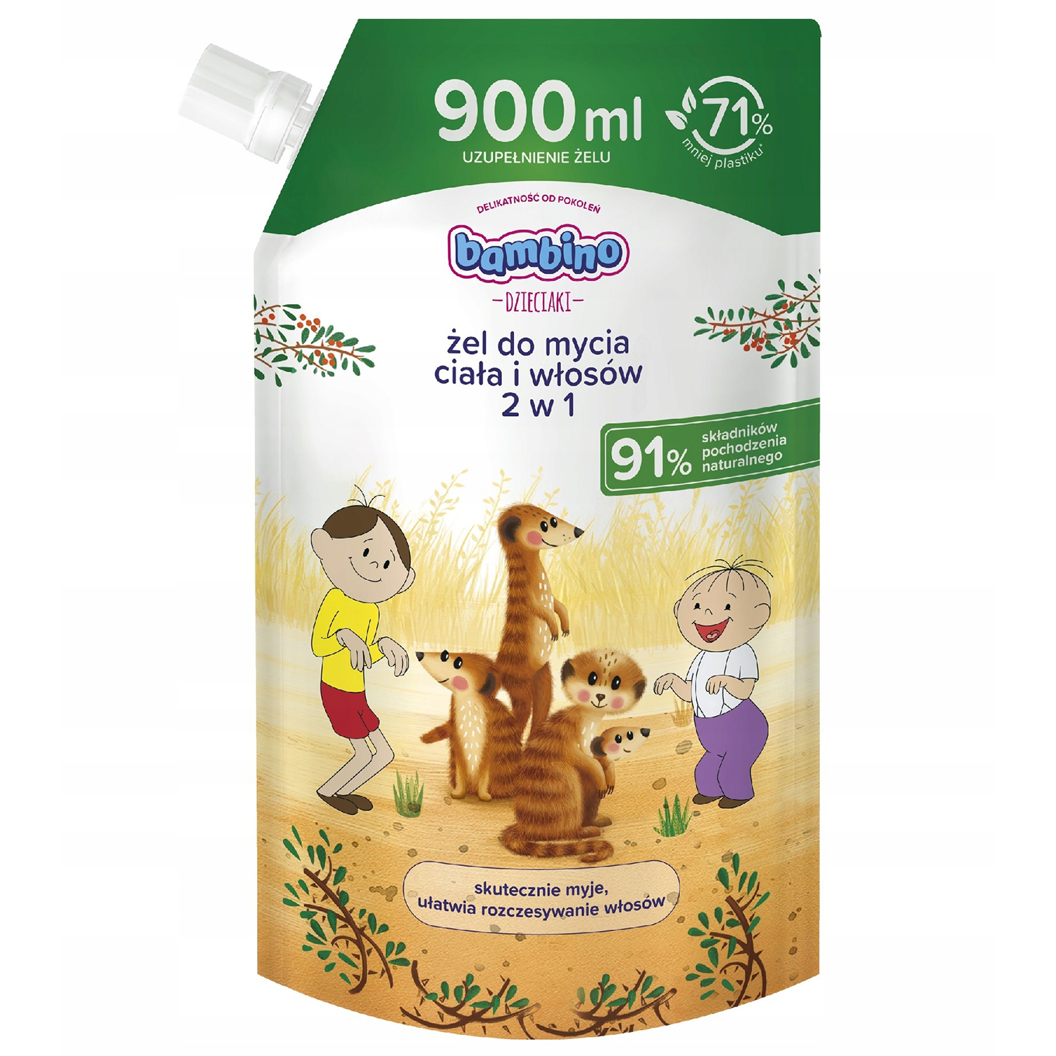 Bambino Bambino Dzieciaki, Duschgel und Haar 2w1, Surykatki, Nachfüllpackung, 900 ml — Inhaltsstoffe und Bewertung