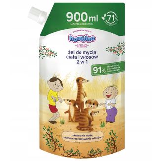 Bambino Dzieciaki, żel do mycia ciała i włosów 2w1, Surykatki, zapas, 900 ml - zdjęcie produktu