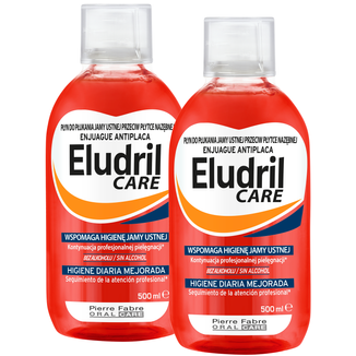 Zestaw Eludril Care, płyn do płukania jamy ustnej przeciw płytce nazębnej, 2 x 500 ml - zdjęcie produktu