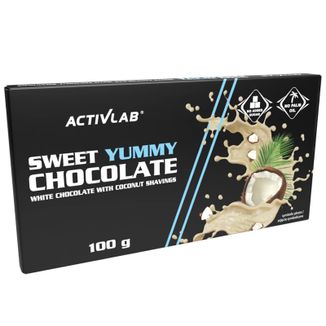 ActivLab Sweet Yummy Chocolate, czekolada biała z wiórkami kokosowymi, 100 g - zdjęcie produktu
