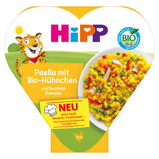 HiPP Danie Bio, paella z warzywami i kurczakiem, po 1 roku, 250 g KRÓTKA DATA HiPP Danie Bio, paella z warzywami i kurczakiem, po 1 roku, 250 g KRÓTKA DATA - zdjęcie produktu