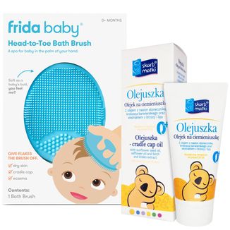 Skarb Matki Olejuszka, olejek na ciemieniuszkę, 30 ml + Frida Baby, szczoteczka na ciemieniuchę - zdjęcie produktu