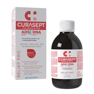 Curasept ADS DNA 220 Relief Pro, płyn do płukania jamy ustnej z chlorheksydyną 0,20% i chlorobutanolem, 200 ml - zdjęcie produktu