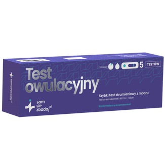Sam się zbadaj Test owulacyjny, szybki test z moczu, strumieniowy, 5 sztuk - zdjęcie produktu