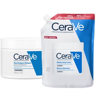 Zestaw CeraVe, balsam nawilżający do twarzy i ciała z ceramidami, skóra sucha, 340 g + zapas, 454 g - zdjęcie produktu