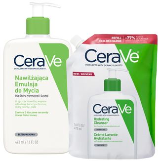 Zestaw CeraVe, emulsja nawilżająca do mycia, skóra normalna i sucha, 473 ml + zapas, 473 ml - zdjęcie produktu