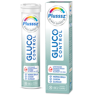 Plusssz Gluco Control, smak bergamotka-trawa cytrynowa, 20 tabletek musujących USZKODZONE OPAKOWANIE - zdjęcie produktu