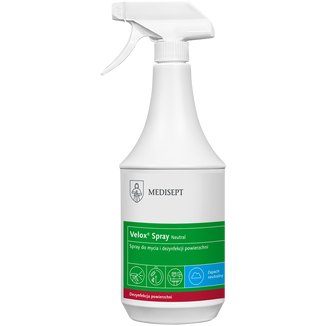 Medisept Velox Spray Neutral, spray do mycia i dezynfekcji powierzchni, 1 L - zdjęcie produktu